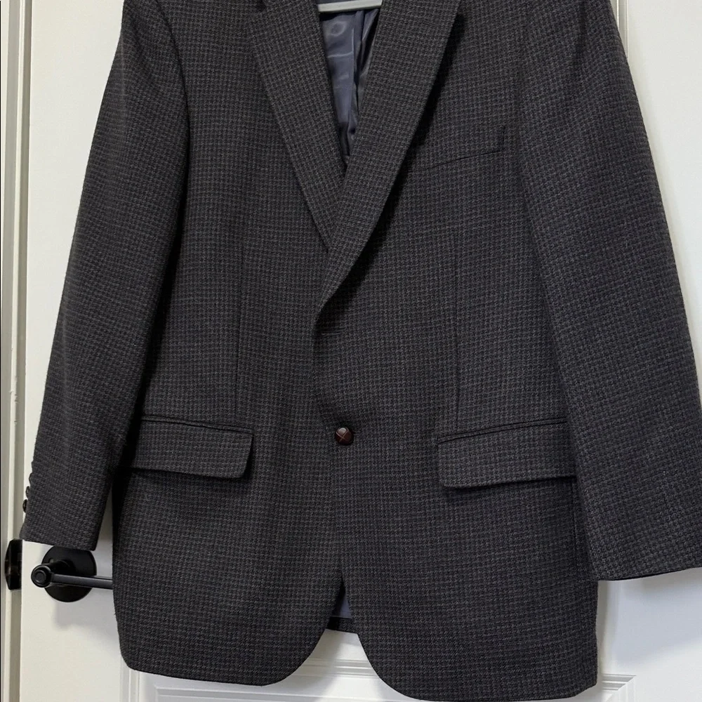 Saddlebred Mens Wool Blazer Houndstooth Pattern size 42 Regular 100% Lambswool